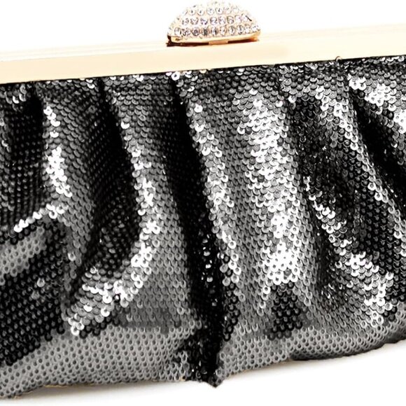 Clutch Purses for Women Sparkle Pleated Evening Clutch Bag Cloud Cross Body & Sh - Picture 3 of 6
